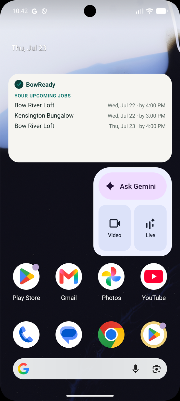 The BowReady widget on an Android home screen